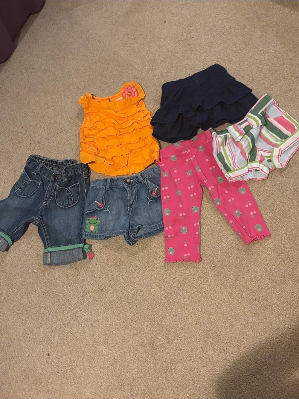 Gymboree Girls Mixed Clothing Bundle - Orange Ruffle Tank & Assorted Bottoms